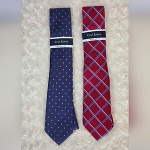 Club Room Navy and Red Patterned Ties